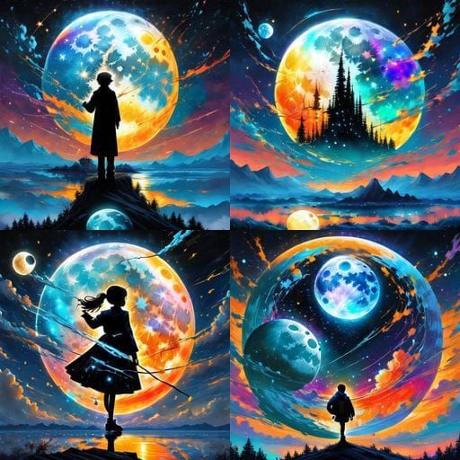 Opalescent Moon Amongst a Sky Full of Stars