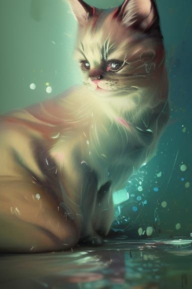 Catto looking at sparkling dust