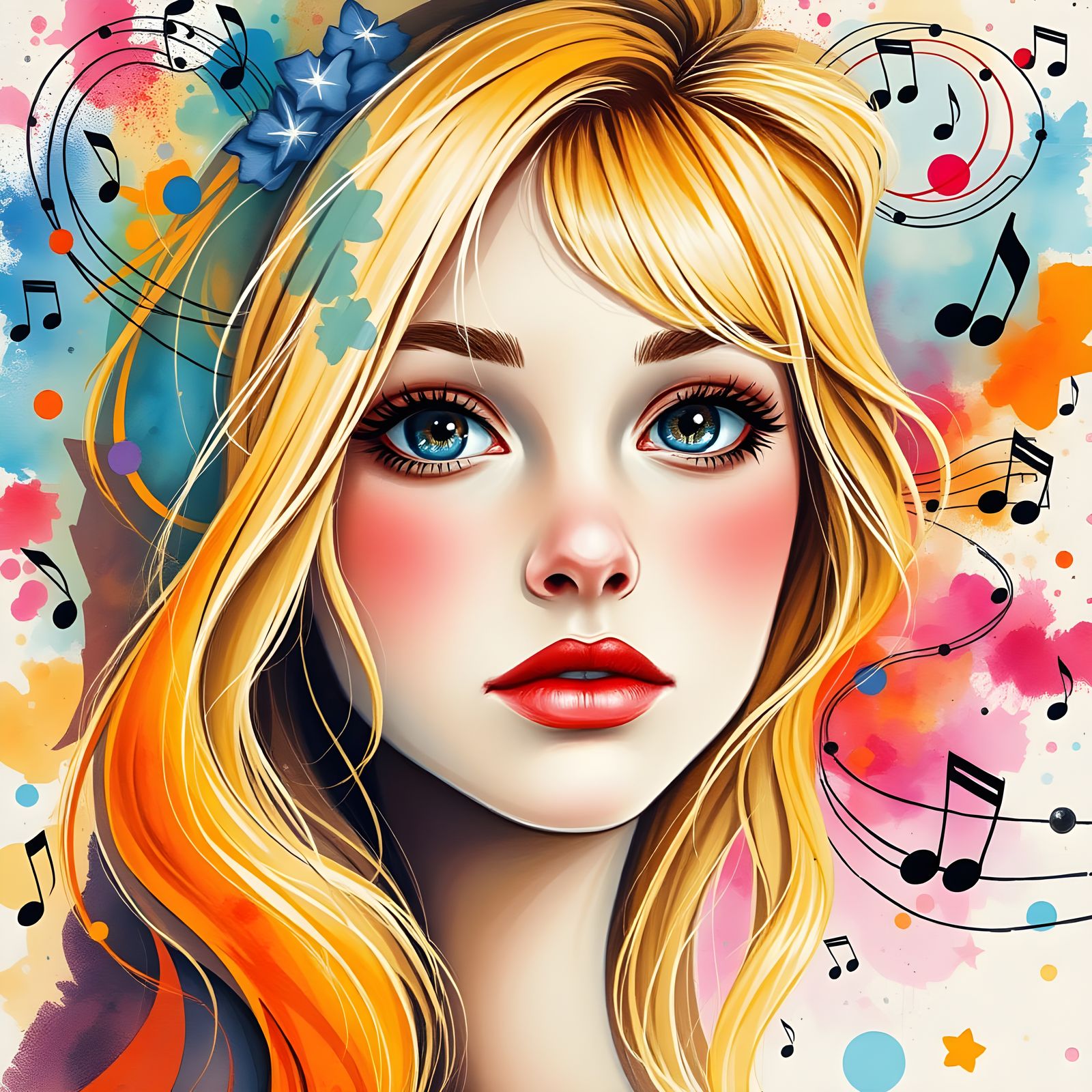 Girl Lost in Vibrant Musical World