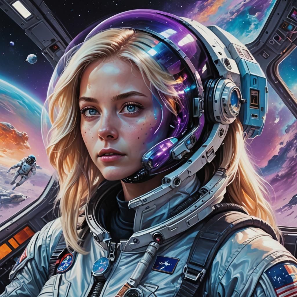 Alien and Astronaut in Orbit: Hyperrealistic Sci-Fi Art