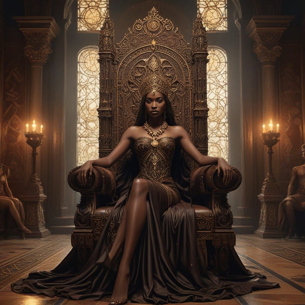 Chocolate Queen on Throne in Art Nouveau Style