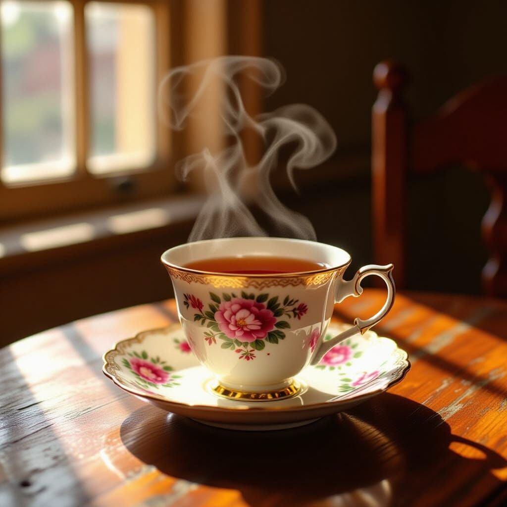 Cozy Tea Cup Still Life in Vermeer Style