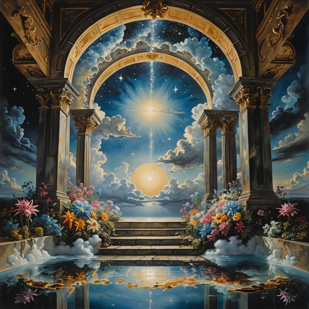 Surreal Flowery Archway Opens to Cosmic Stars