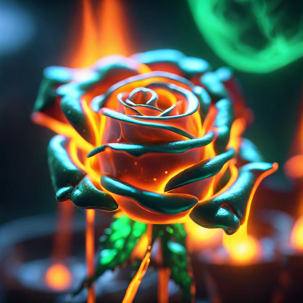 Electric Plasma Rose Macro Photograph