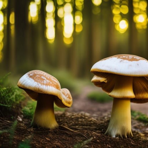Giant Wild Mushrooms in Natural Landscape Photography