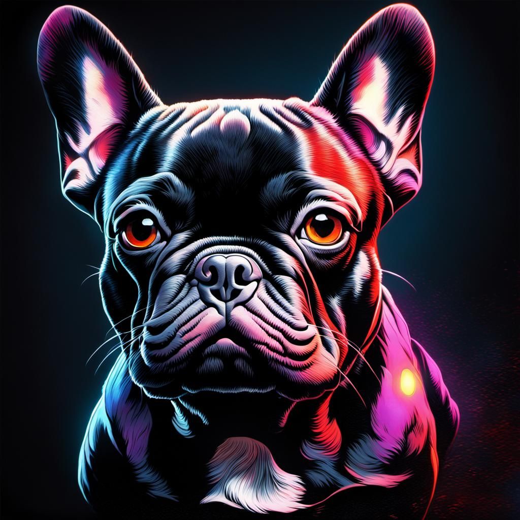 Colorful Bulldog Portrait in Dark Fantasy Style