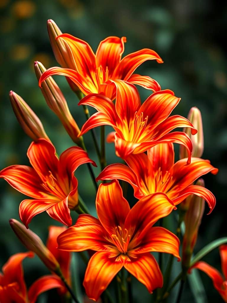 Vibrant Orange Day Lilies in Full Bloom