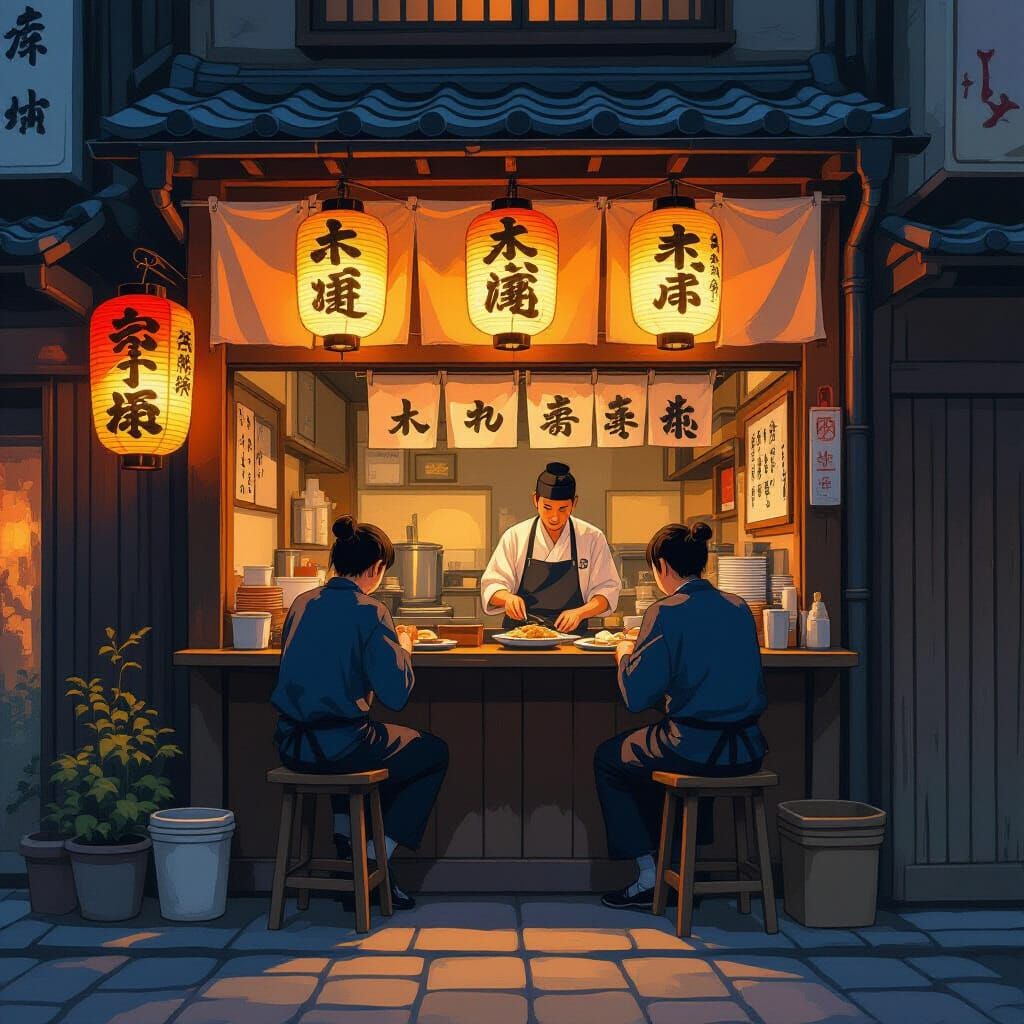 Cozy Izakaya in Pontocho Alley at Night