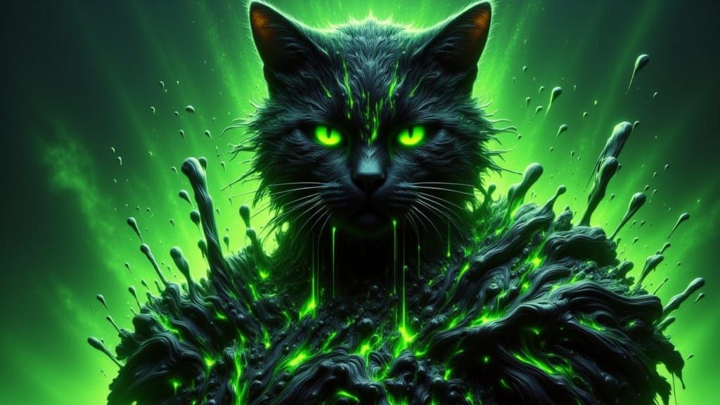 Cybernetic Viking Cat Warrior with Neon Runes