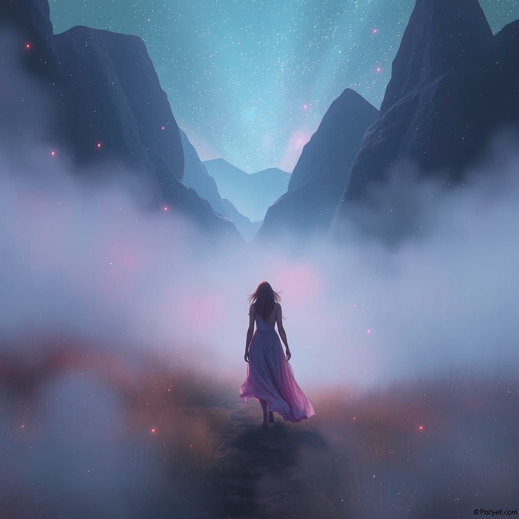 Mystical Woman in Magical, Ethereal Landscape