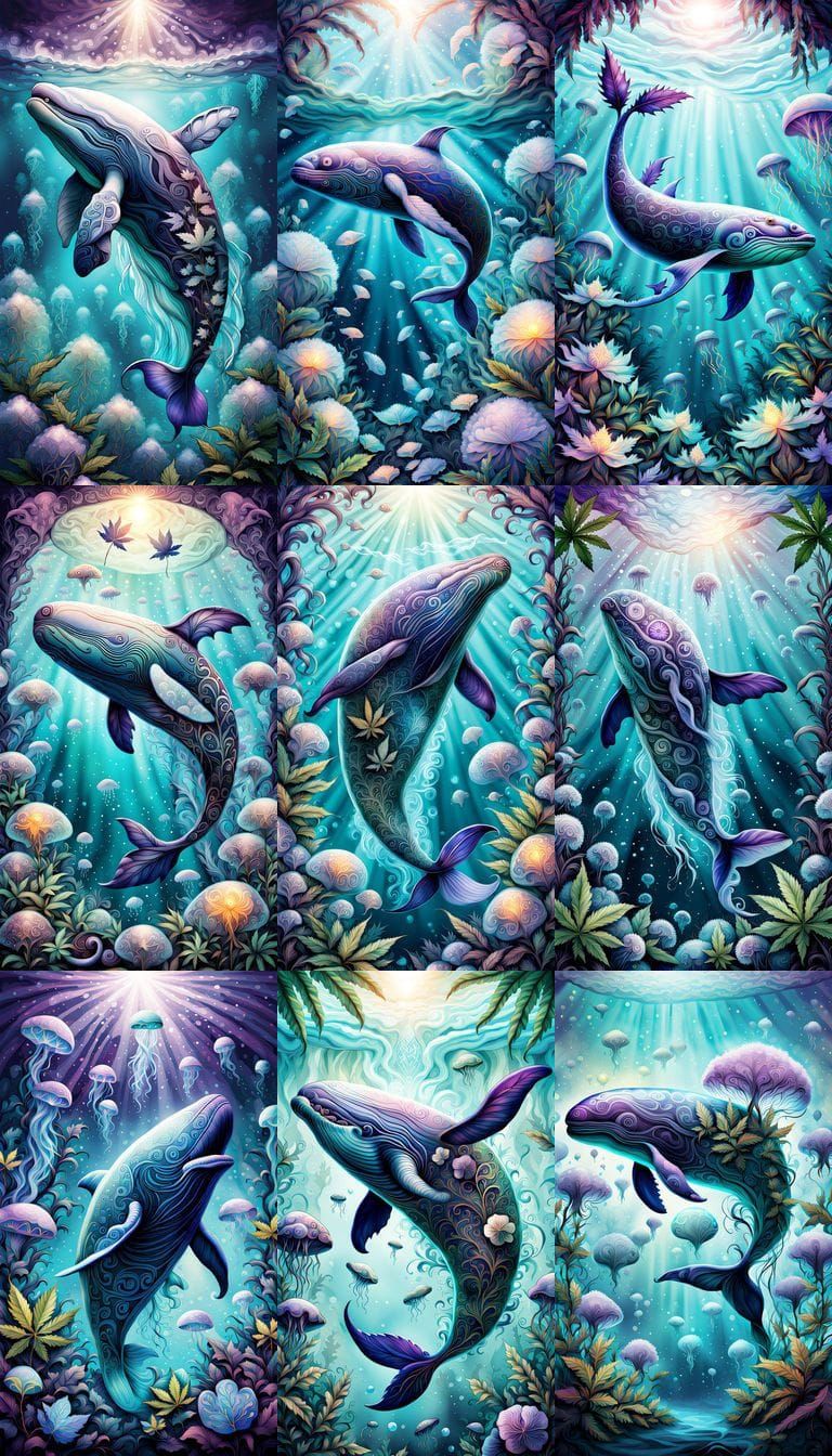 Glowing Glass Whale in Oceanic Paradise