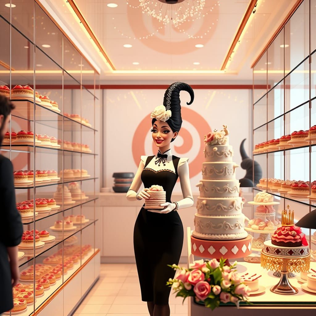 Elegant Bakery Scene in 3D Digital Art