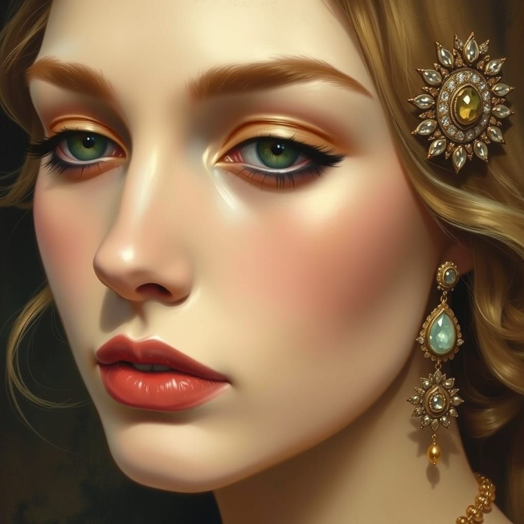 Elegant Woman's Portrait in Art Nouveau Style