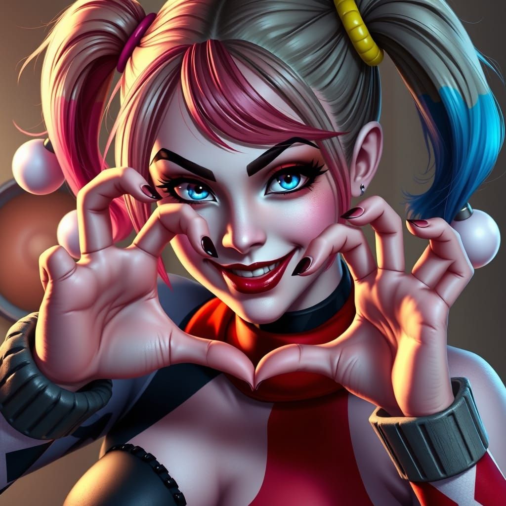 Waifu-Inspired Harley Quinn Poses with Heartfelt Gesture in ...