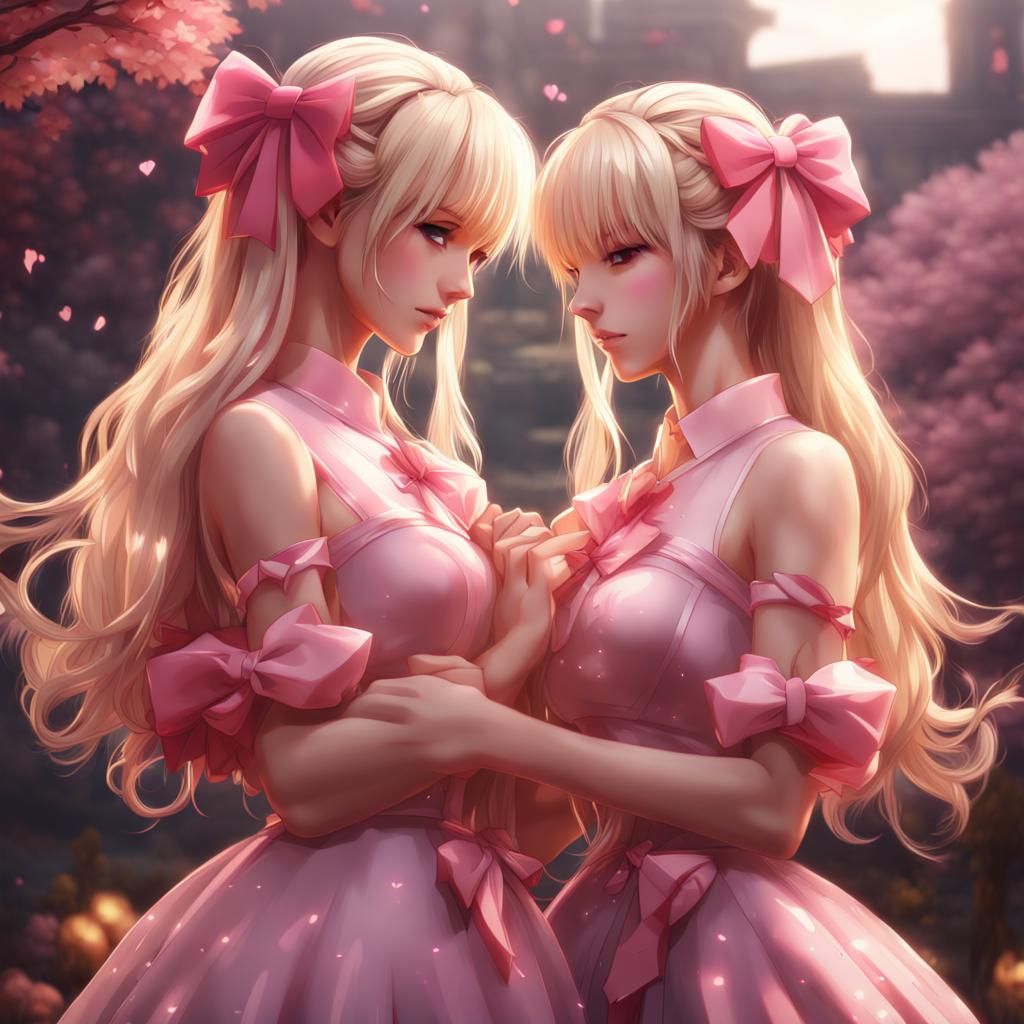 Anime Girls in Love: Detailed Matte Painting