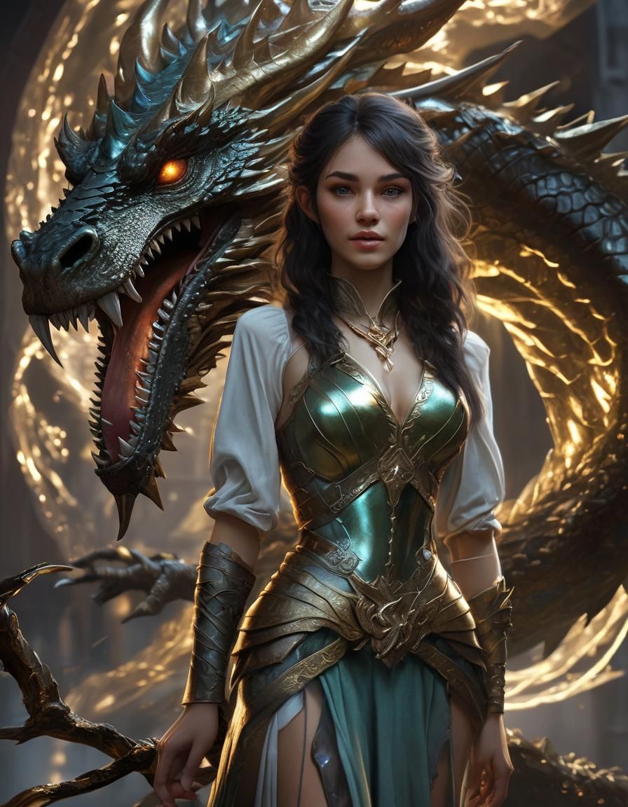 Bard and Dragon Fantasy Concept Art