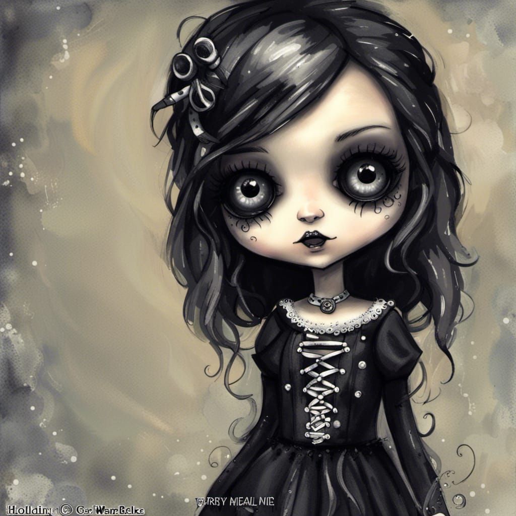 Eerie Doll Serial Killer in Dark Fantasy Style