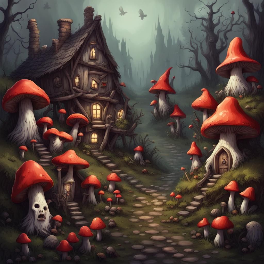 Gnome Village in Gothic Fairycore Style