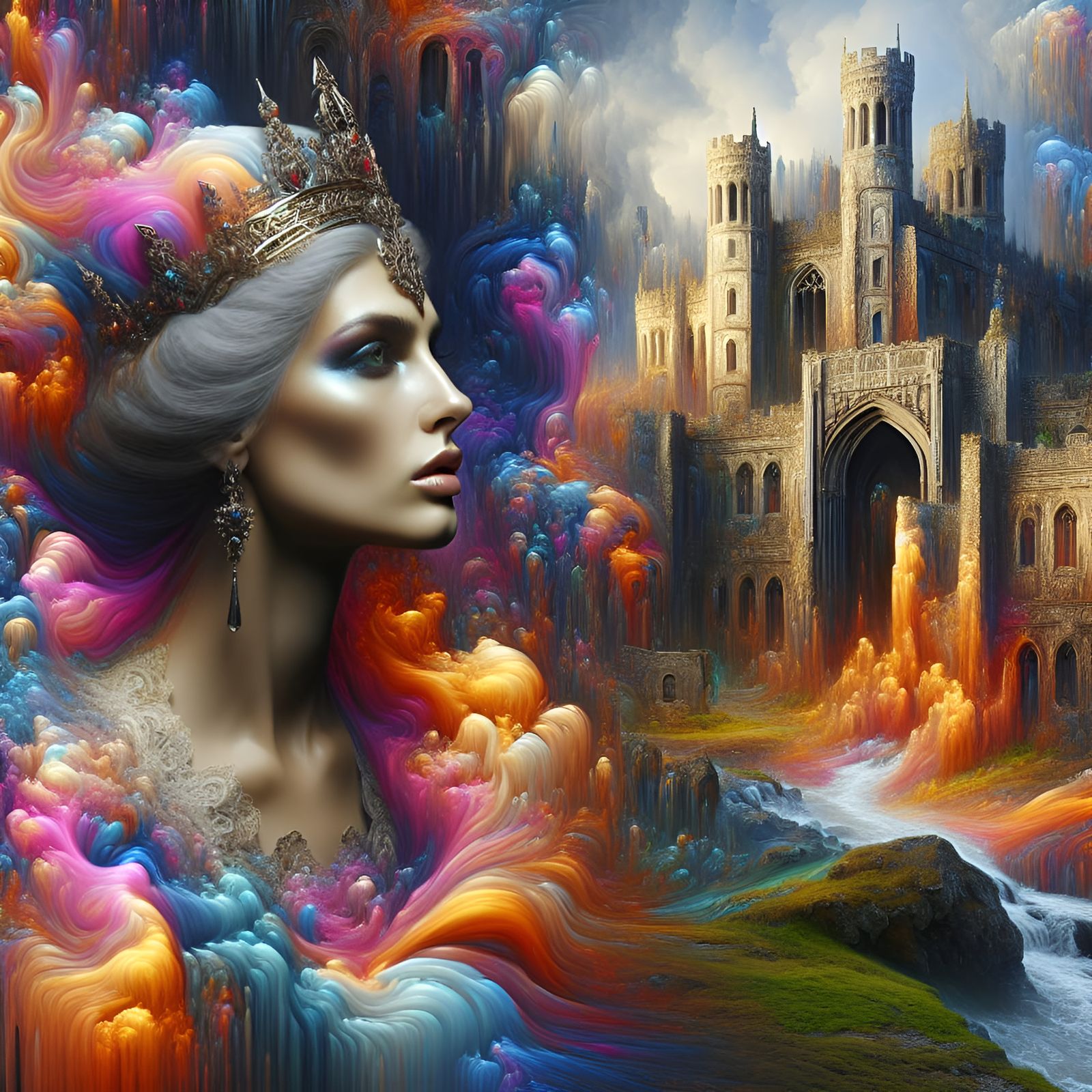 Regal Ghost Appears in Castle Ruins as Digital Matte Paintin...