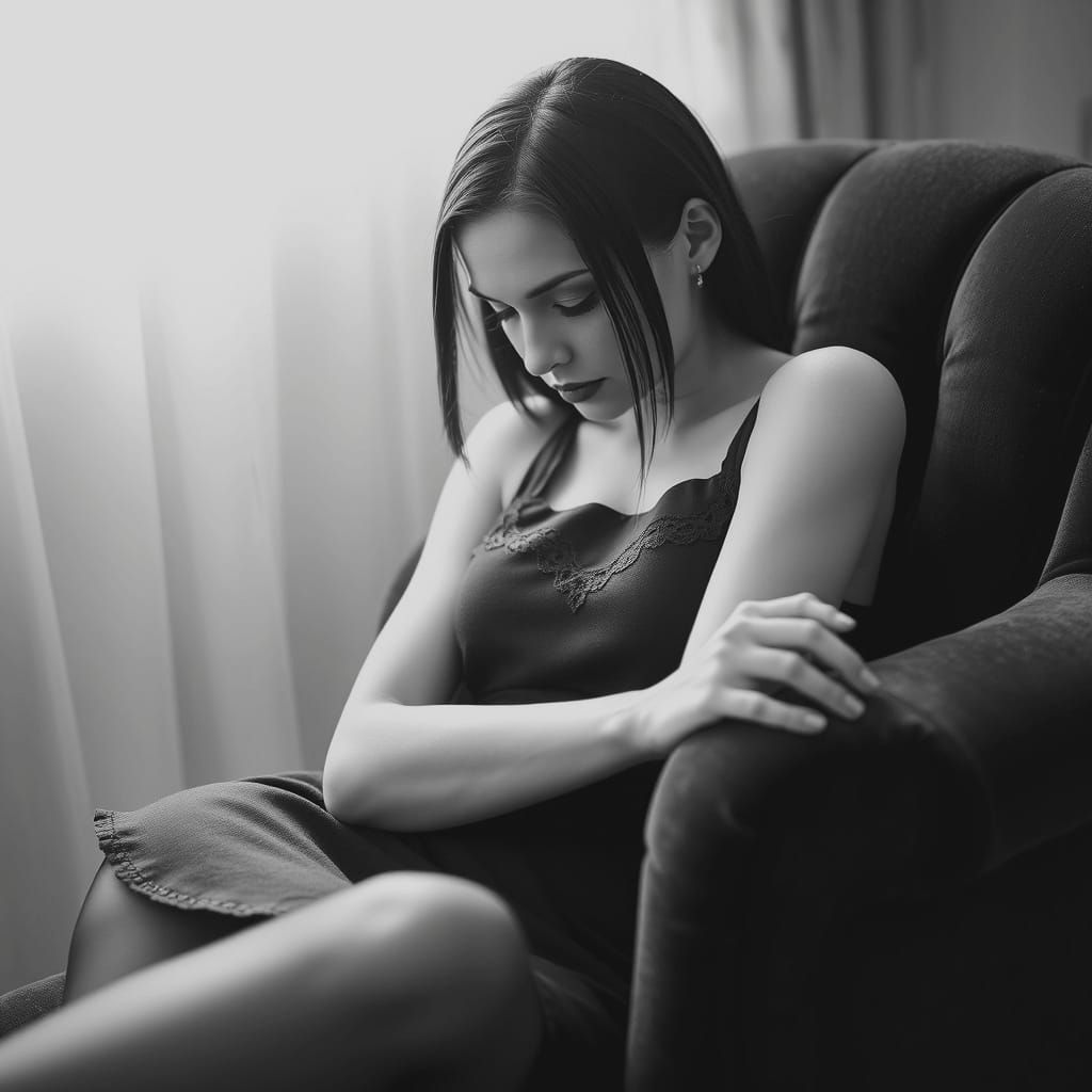 Wednesday Adams on Chaise Longue: Professional Photography