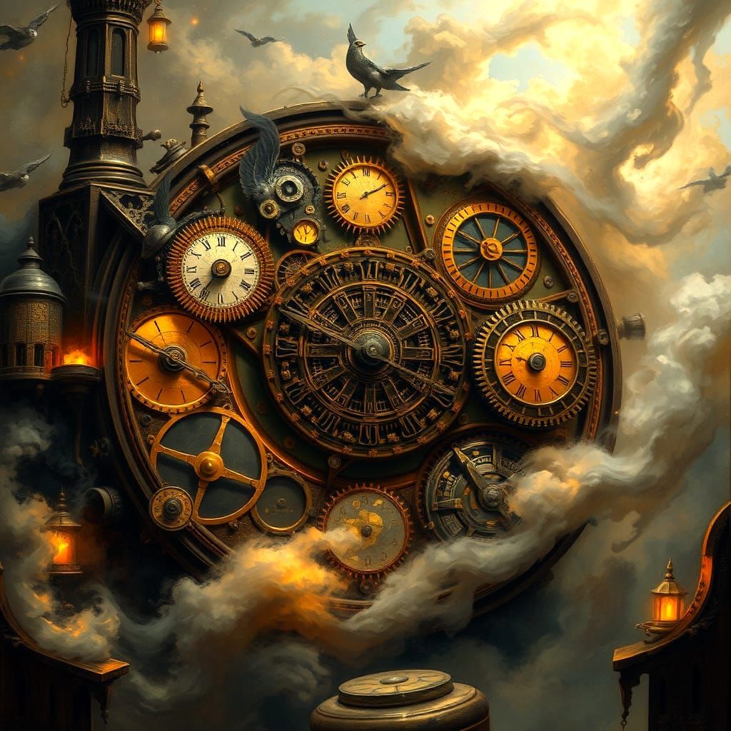 Majestic Time's March in Ethereal Fantasy Style