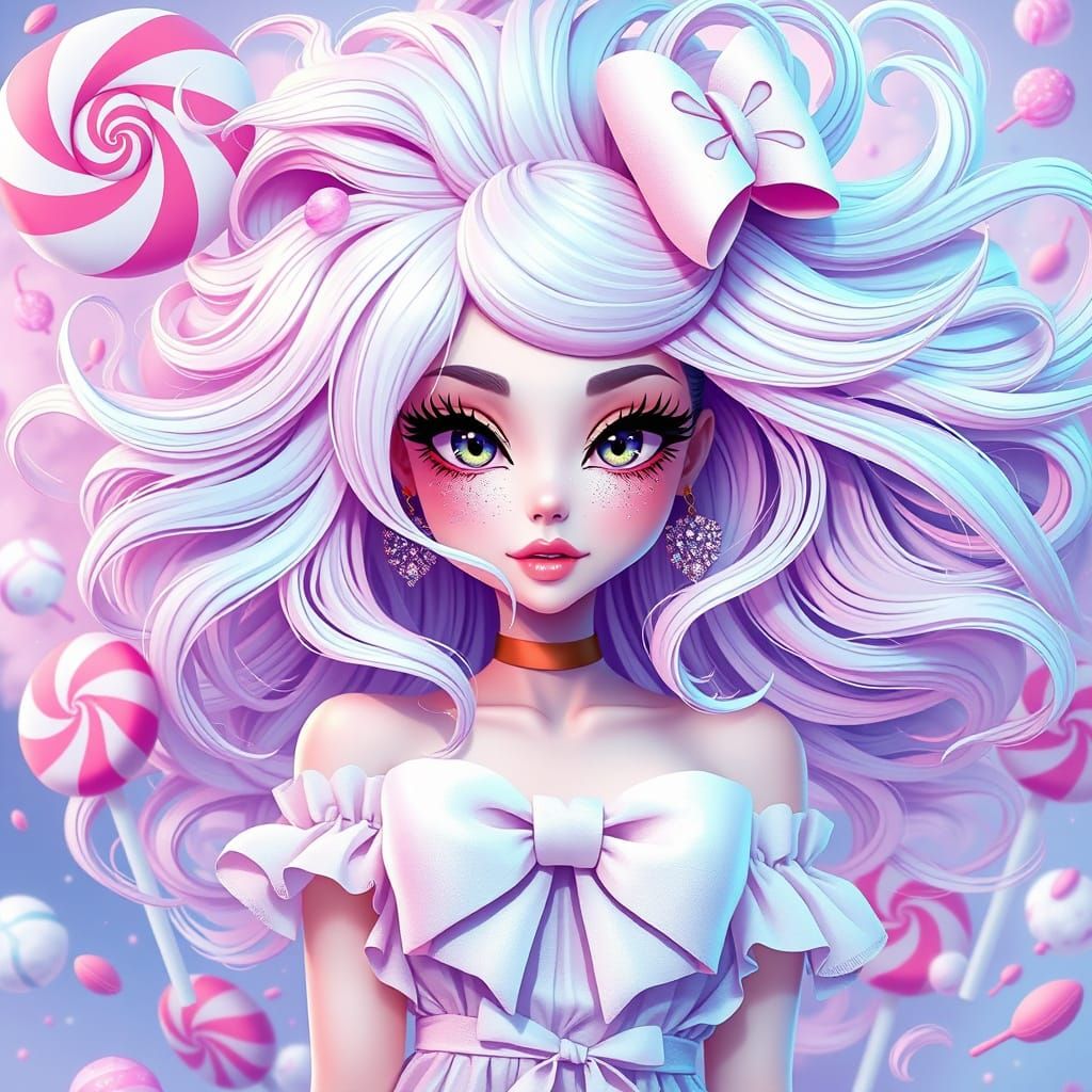 Grunge Anime Goddess with Candy Hair and Makeup