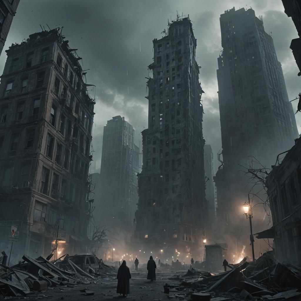 Ethereal Ruins in Haunting Low Angle Shot