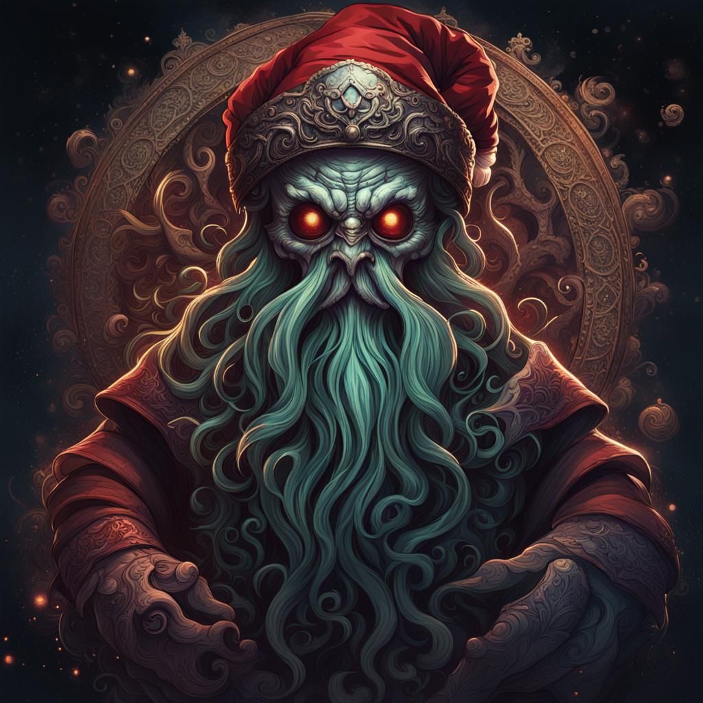 Yog-Sothoth as Santa Claus: Dark Fantasy Art