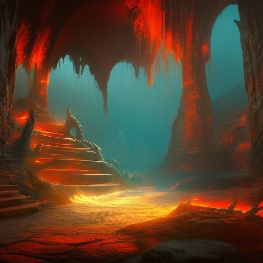 Fantastical Entrance to Hell: Detailed Matte Painting