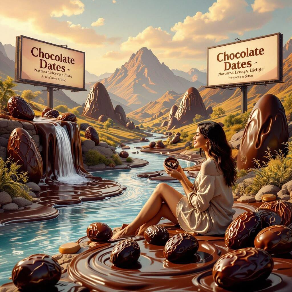 Chocolate Dates Advertising Scene in a Vibrant Style