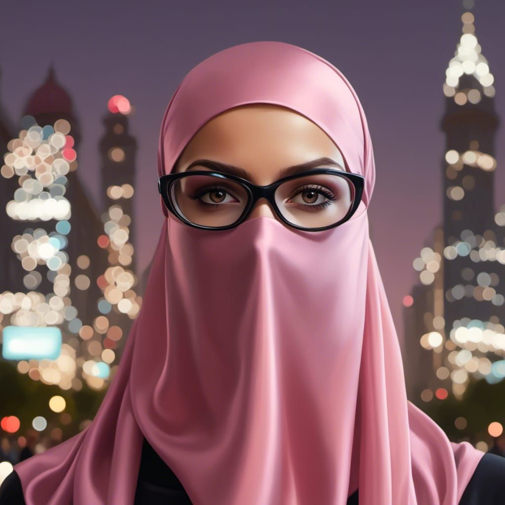 Portrait of Woman with Hijab and Mask