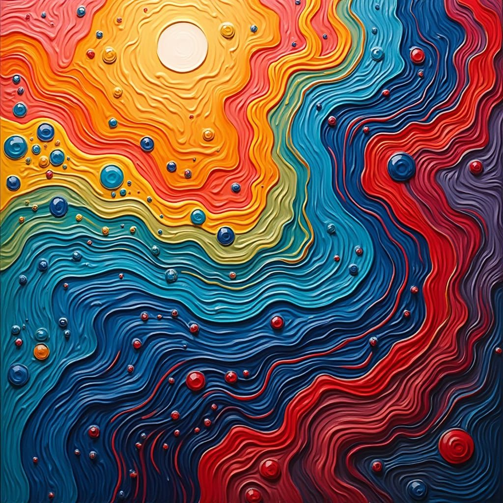 Dynamic Fluid Art in Neo-Impressionism Style