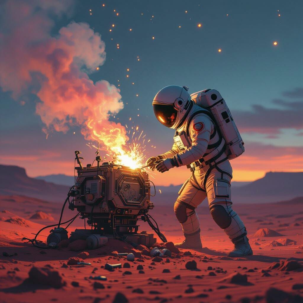 Astronaut's Alien Machine Mishap on Red Planet