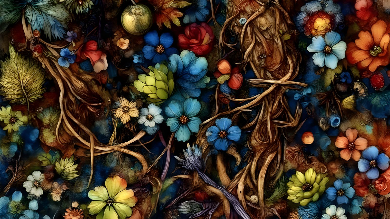 Abstract Watercolor Painting in Gritty Antique Style