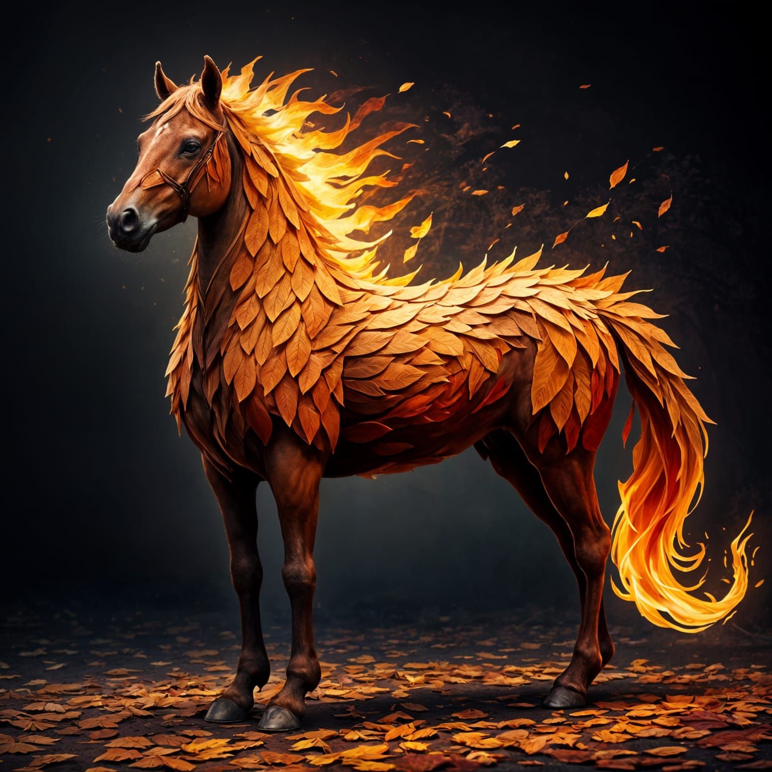 Fiery Autumn Horse Fantasy Art