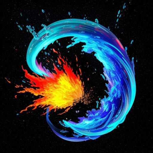Hyperrealistic Plasma Ice Liquid Hydrogen and Fire