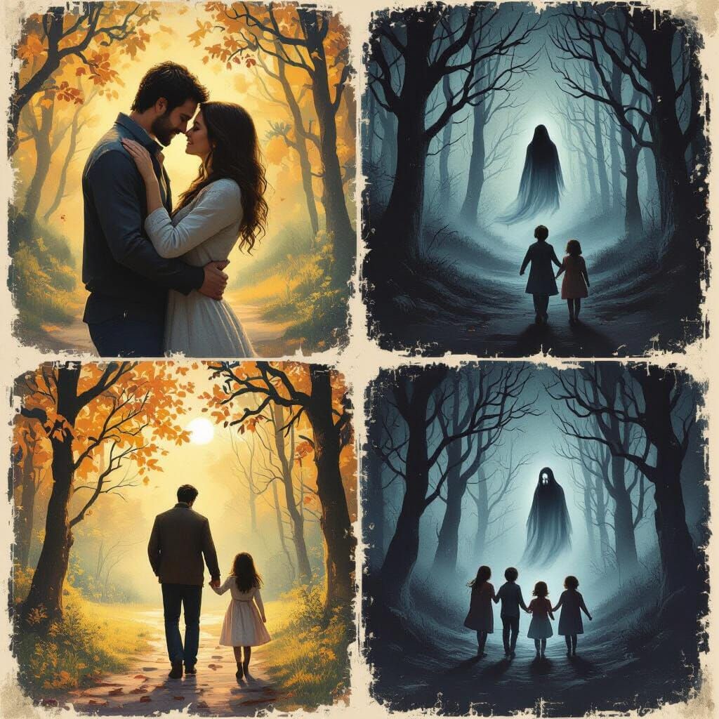 Emotional Collage of Love, Family, and Mystery