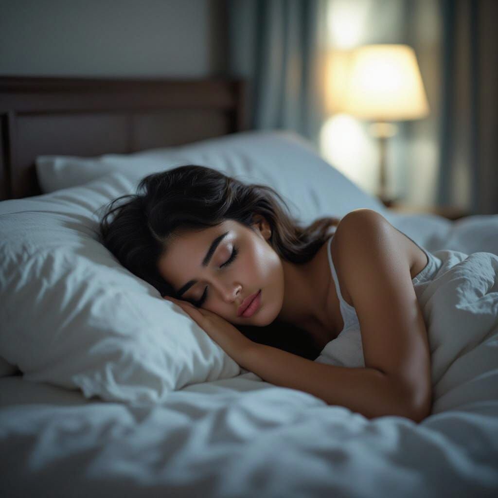 Arab Girl Sleeping Peacefully in Summer Heat