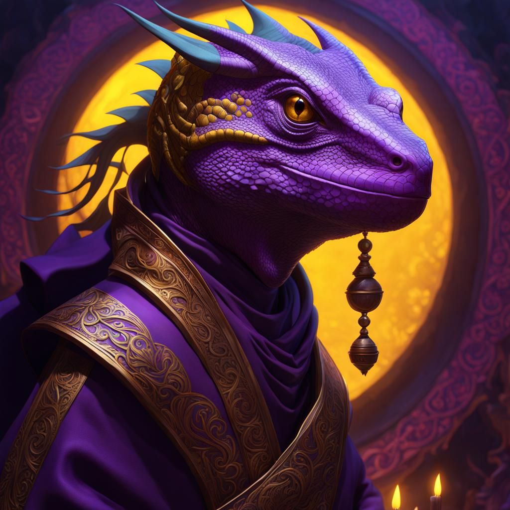 Lizard Folk Monk in Dark Fantasy Style