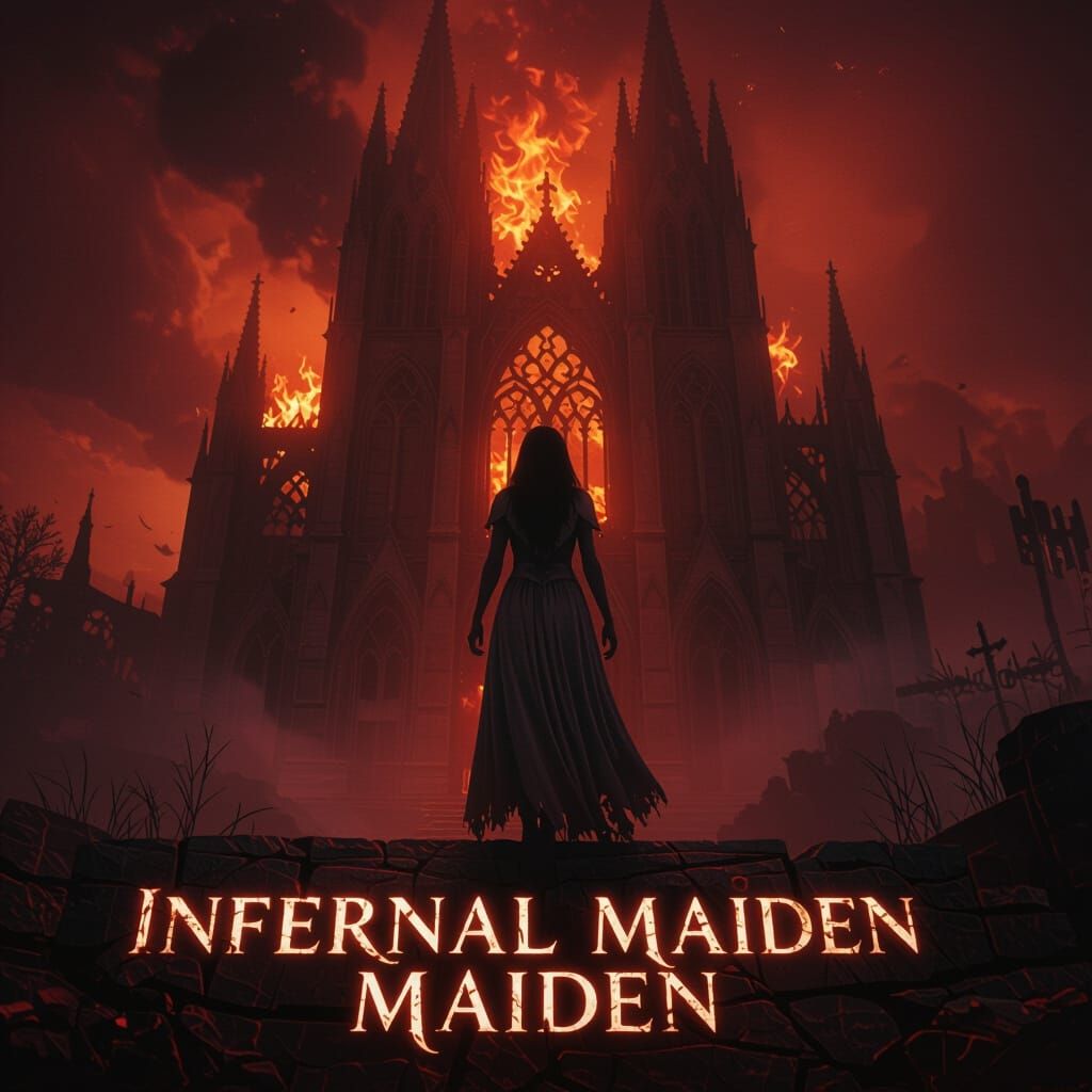 Ethereal Maiden Before Hellfire Gothic Cathedral