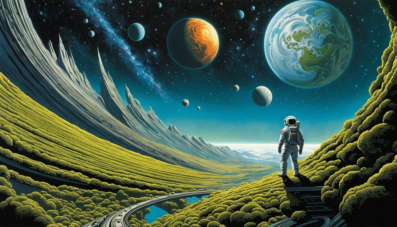 Ethereal Astronaut Embarks on a Cosmic Quest Through Embosse...