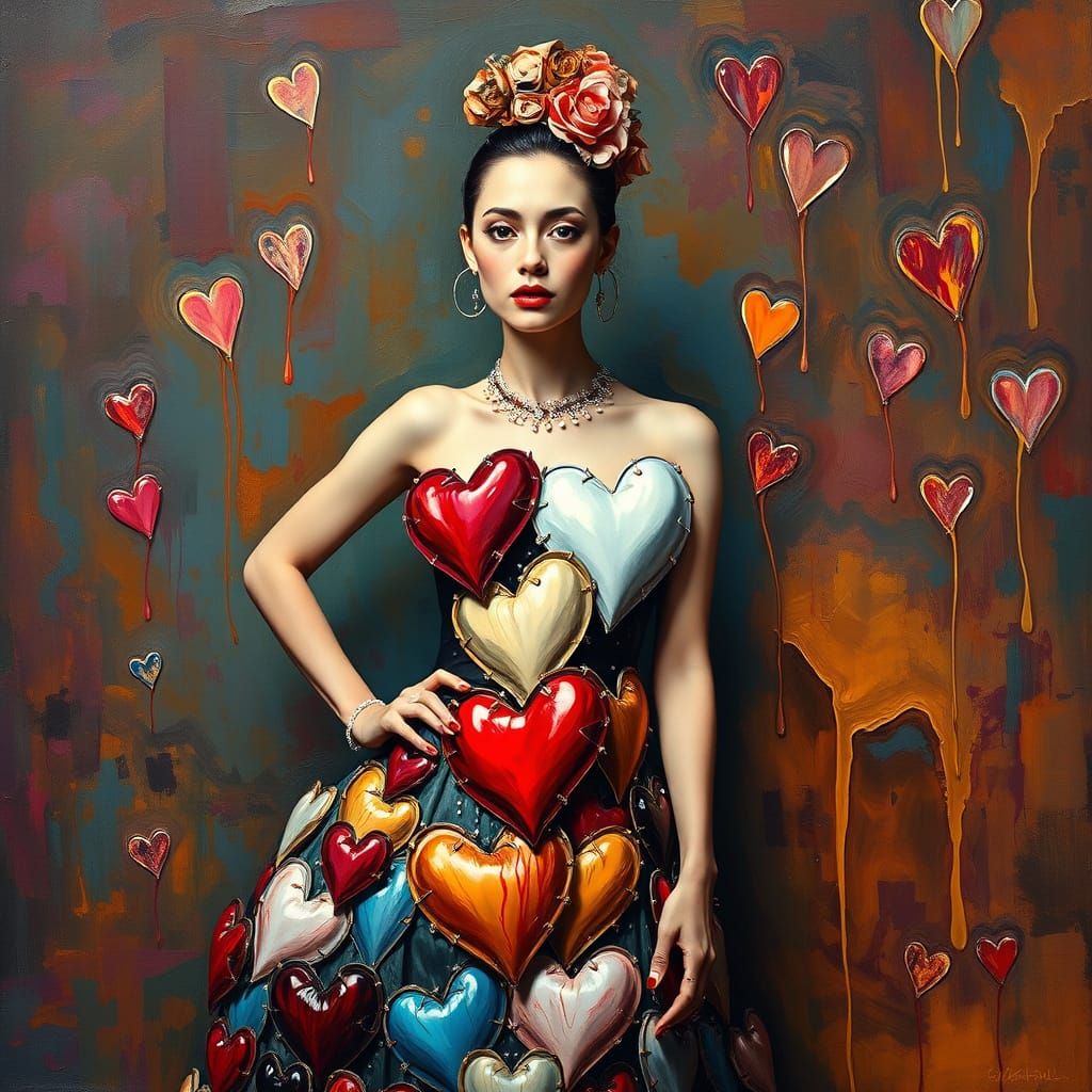 Met Gala Heart Dress in Surrealist Style