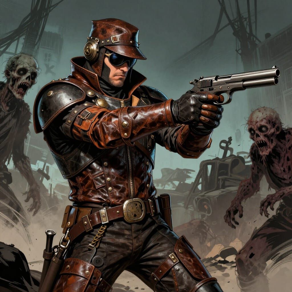 Steampunk Gunslinger Fights Zombies in Comic Style