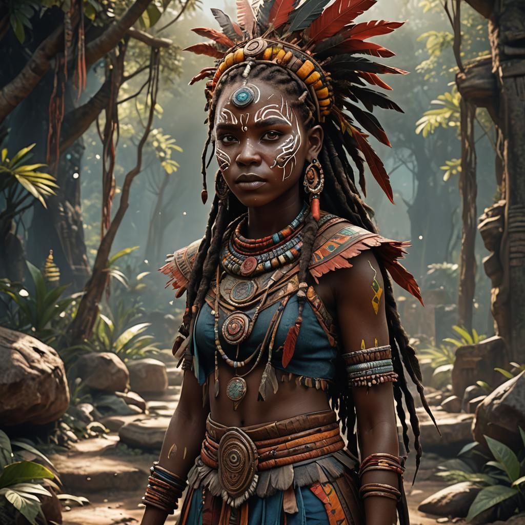 Girl Yacouba tribe with face painting