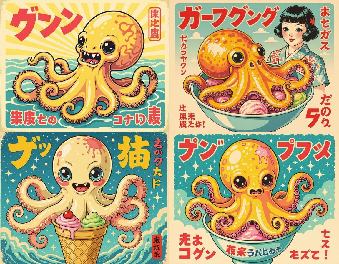 Kawaii Horror: Mutant Octopus Ice Cream Poster