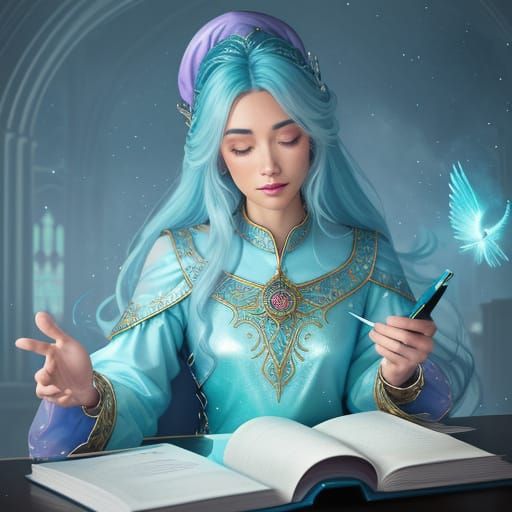 Ethereal Fantasy Wizard in Vibrant Attire