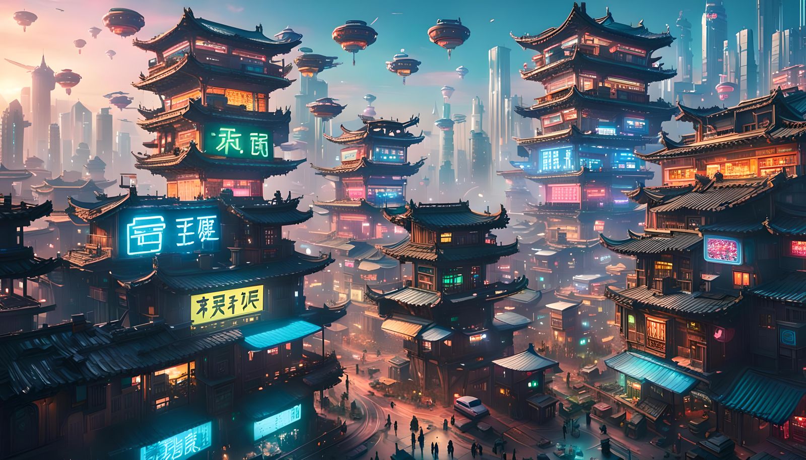 Cyberpunk Metropolis: Overpopulated Chinese Island Cityscape