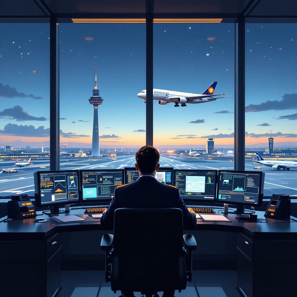 Air Traffic Controller Oversees A380 Takeoff