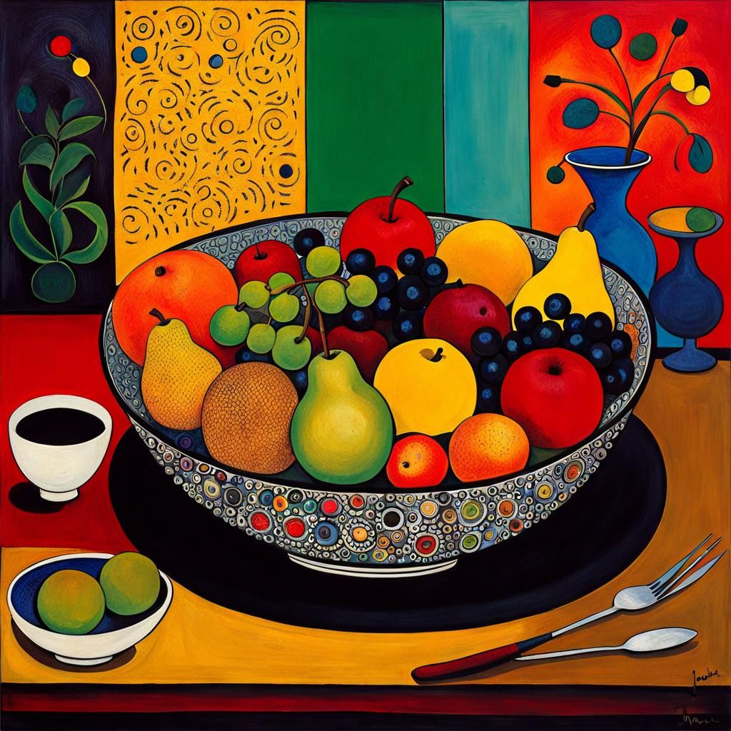 Abstract Fruit Bowl in Modern Art Style