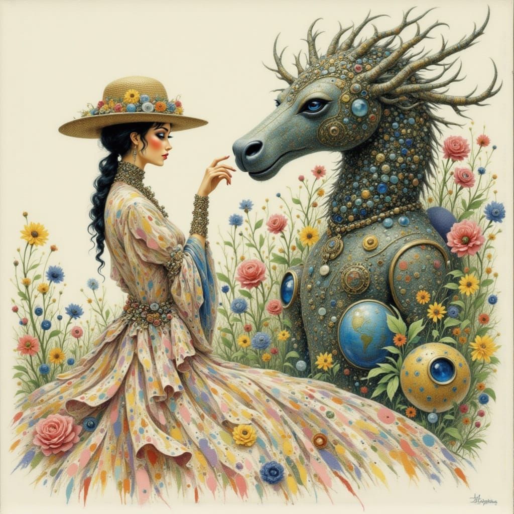 Whimsical Feline Folk in Soft Pastel Psychedelia
